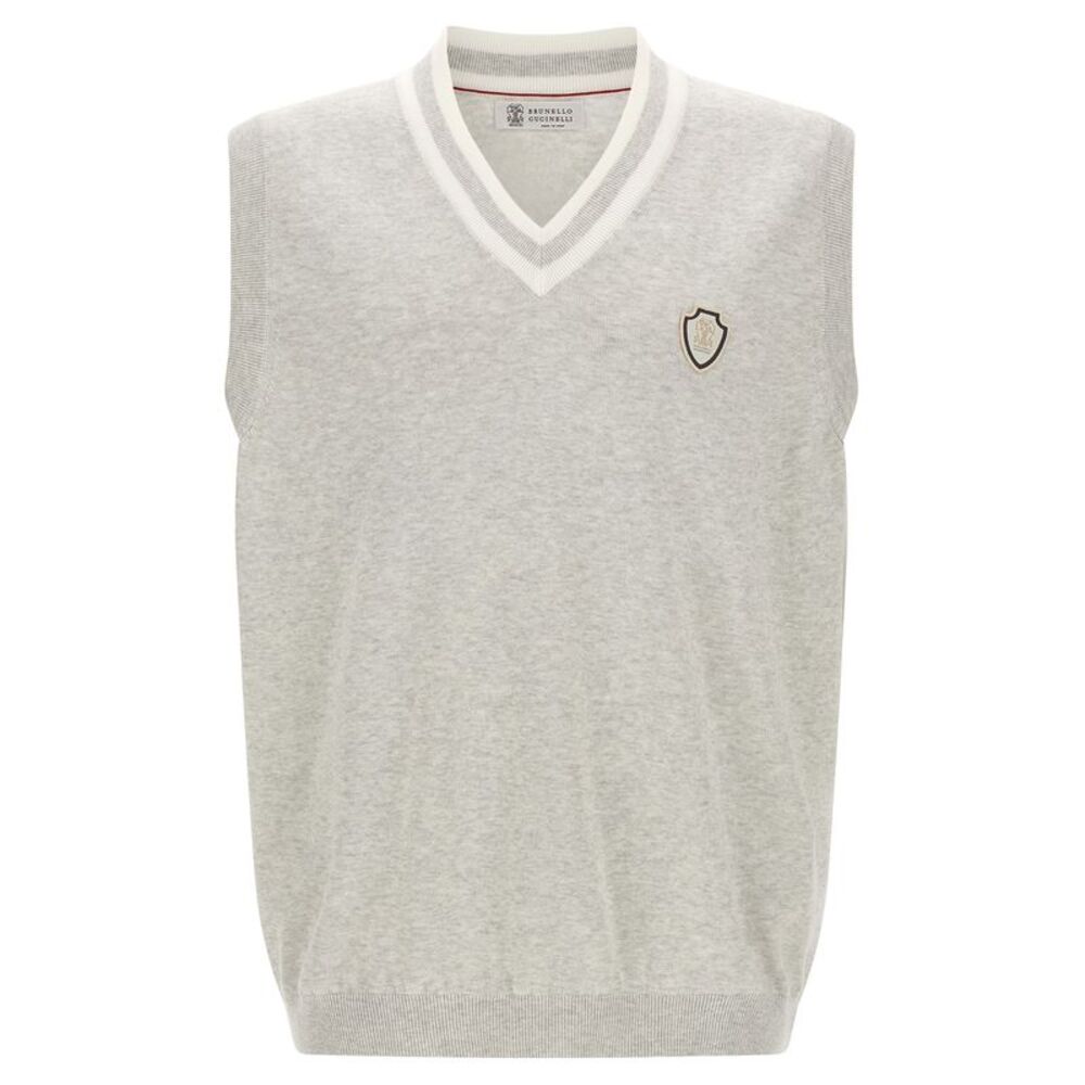 Brunello Cucinelli Gray Cotton Sleeveles Men's Sweater